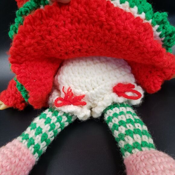 Crochet Doll 70s Retro Handmade Girl Christmas Gift Vtg Cottage Bedroom Decor - Picture 8 of 16